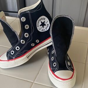 Converse Kids Black and White Sneakers with Red Accents